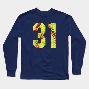 Fastpitch Softball Number 31 #31 Softball Shirt Jersey Uniform Favorite Player Biggest Fan Long Sleeve T-Shirt